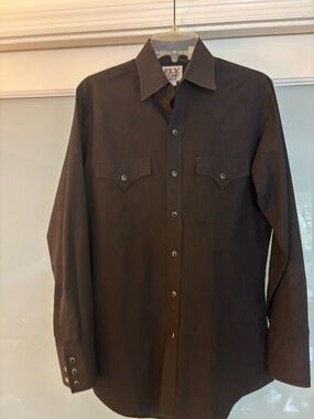 Ely Cattleman Dark Brown Western Button-Down Shirt